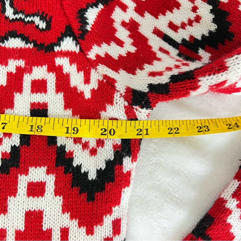 33 Degrees Ostrich Santa Scarf Ugly Christmas Sweater Red Knit - Picture 7 of 12
